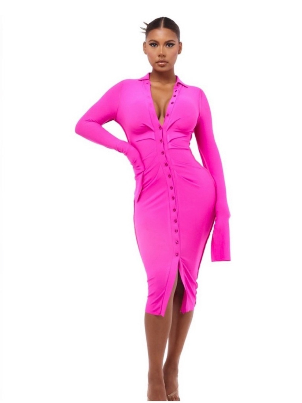 COUCOO Moorea Dress in Electric Rose Bodycon y2k